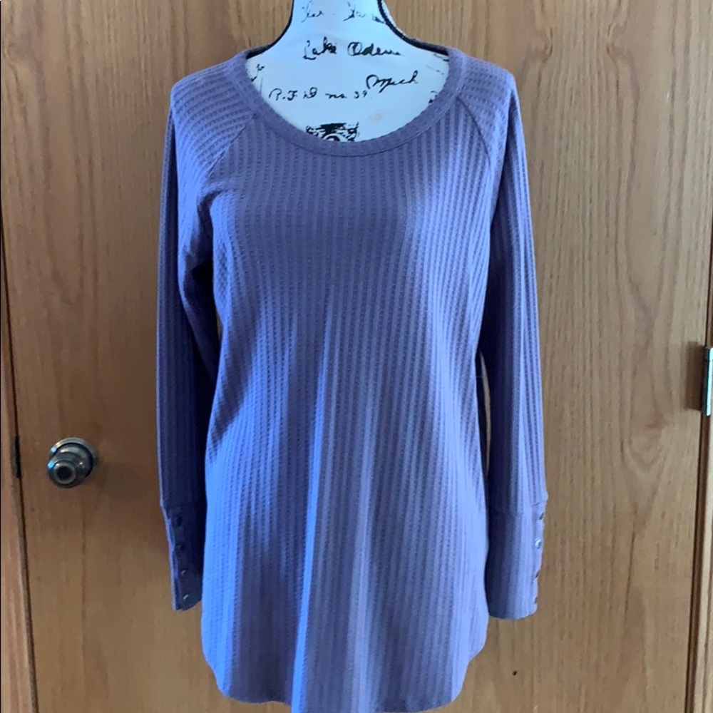 Waffled pattern purple pullover